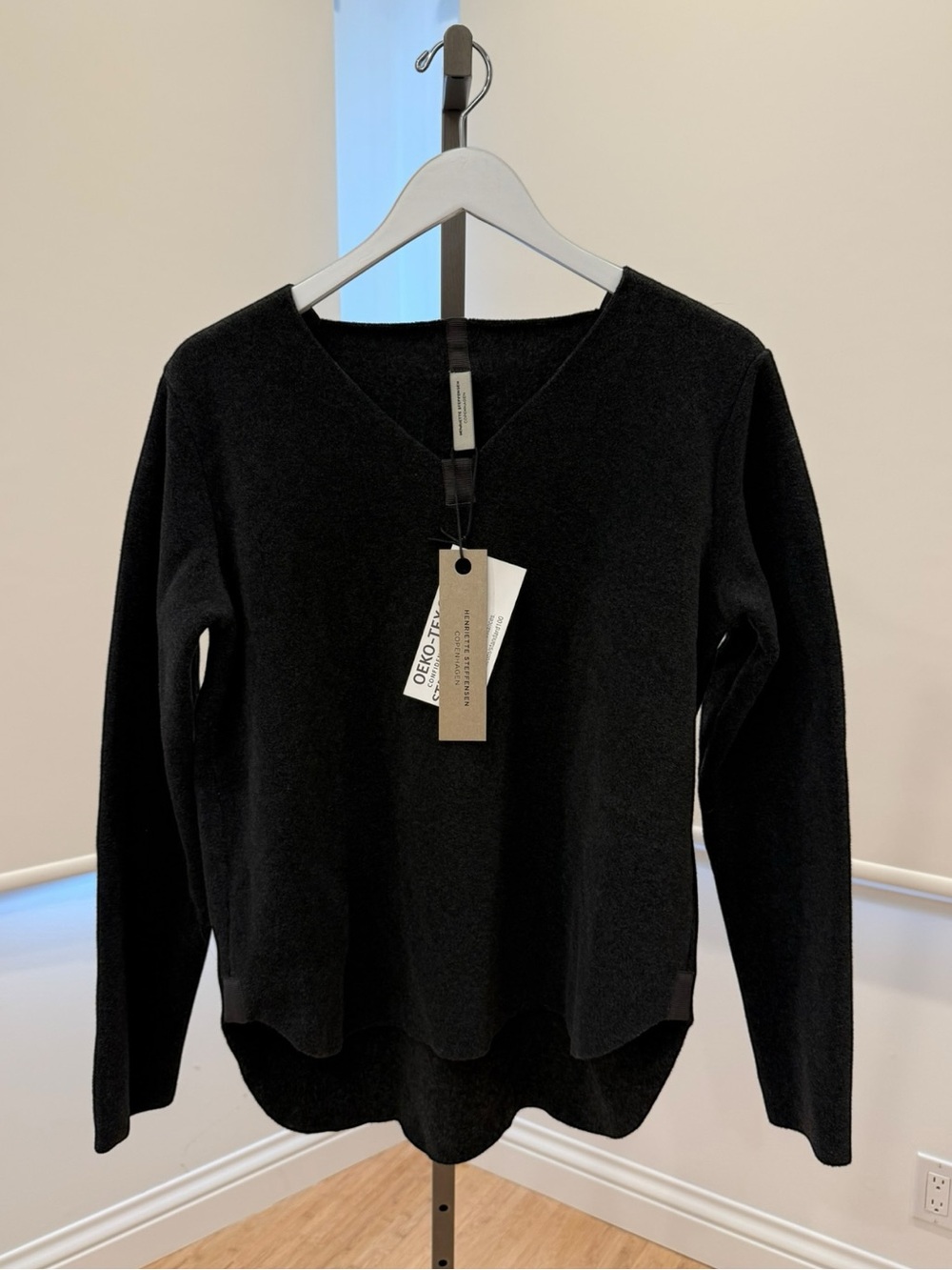 Henriette Steffensen Fleece V-Neck Top - Soft Black